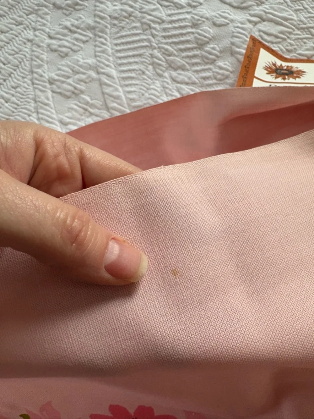VTG 60s  deadstock Prints Charming tablecloth Sunweave pink floral cotton 60x84